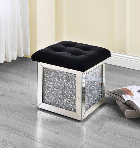 ACME Furniture - Noralie Ottoman w/Storage - Mirrored & Faux Diamonds - AC00530 veiw 1