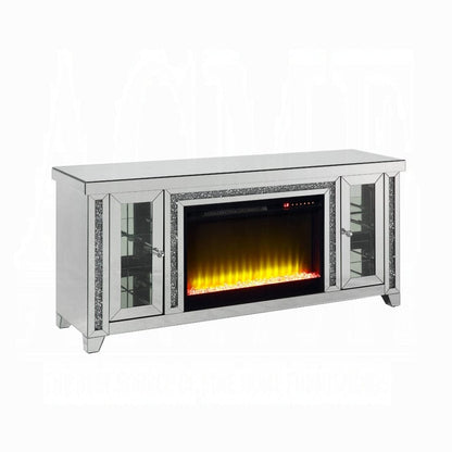 ACME Furniture - Noralie TV Stand w/Fireplace & LED - Mirrored & Faux Diamonds - LV00315 view 1