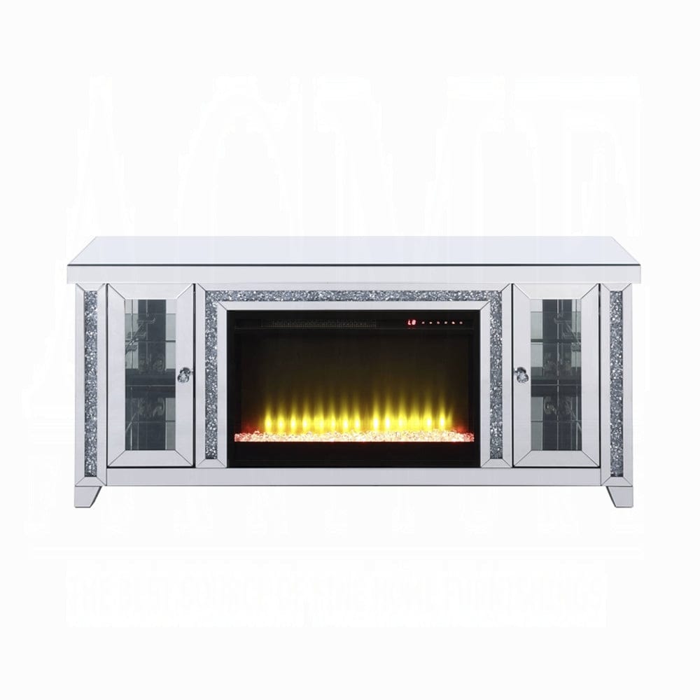 ACME Furniture - Noralie TV Stand w/Fireplace & LED - Mirrored & Faux Diamonds - LV00315 view 2