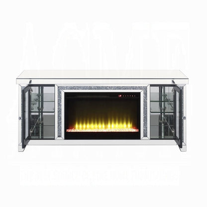 ACME Furniture - Noralie TV Stand w/Fireplace & LED - Mirrored & Faux Diamonds - LV00315 view 3