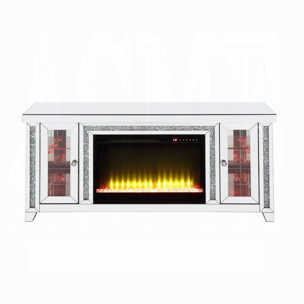 ACME Furniture - Noralie TV Stand w/Fireplace & LED - Mirrored & Faux Diamonds - LV00315 view 5