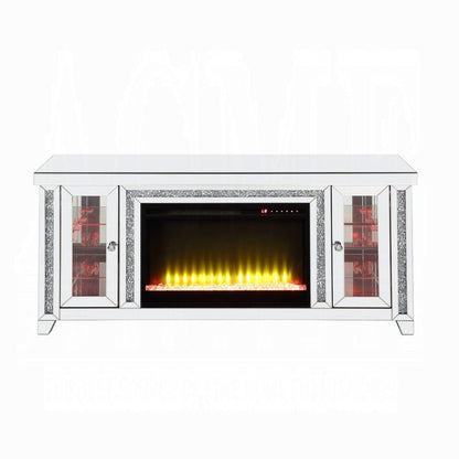 ACME Furniture - Noralie TV Stand w/Fireplace & LED - Mirrored & Faux Diamonds - LV00315 view 5