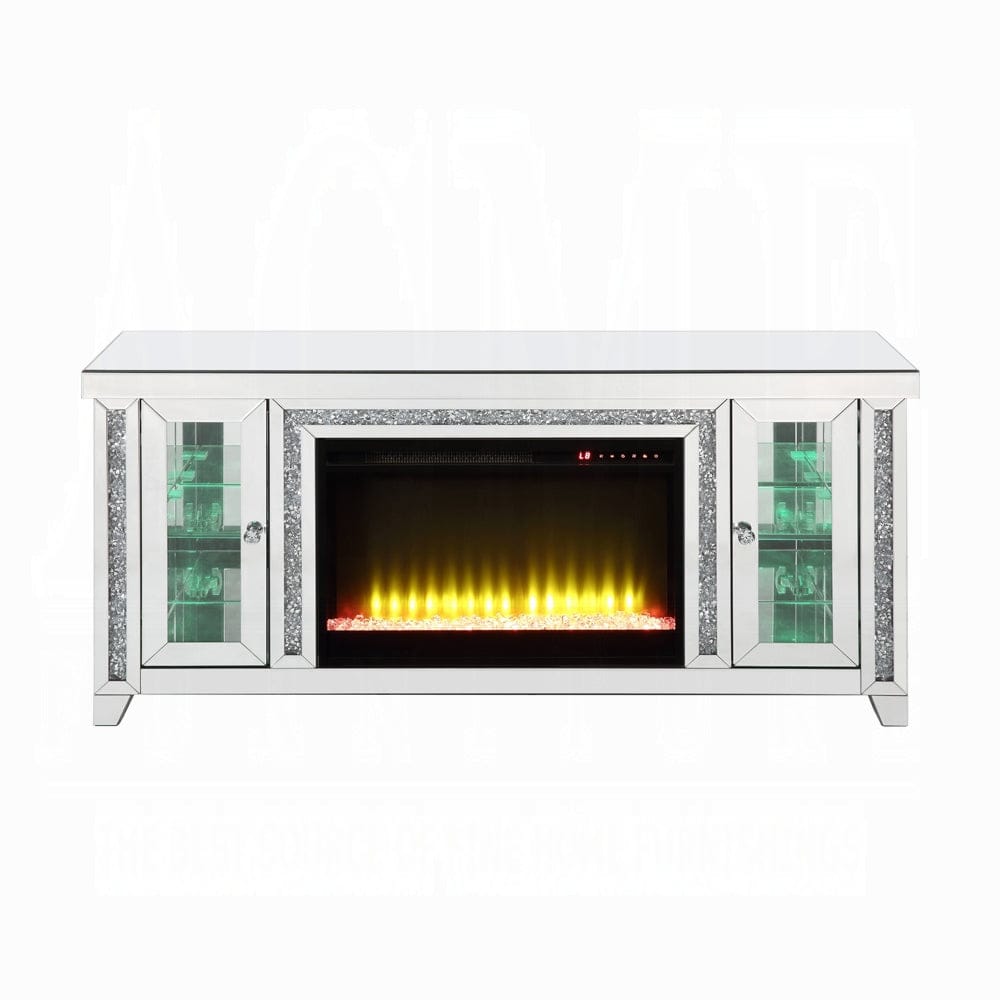 ACME Furniture - Noralie TV Stand w/Fireplace & LED - Mirrored & Faux Diamonds - LV00315 view 6