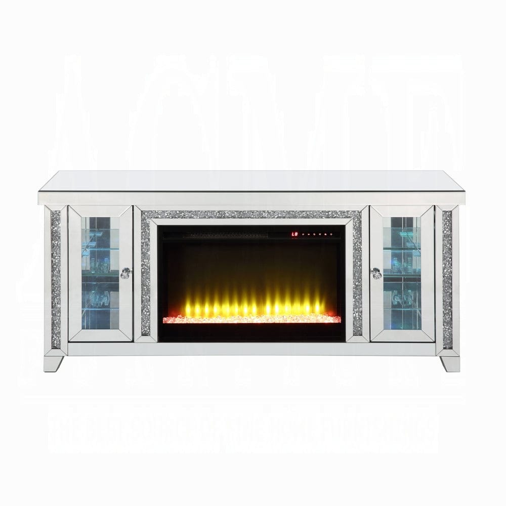 ACME Furniture - Noralie TV Stand w/Fireplace & LED - Mirrored & Faux Diamonds - LV00315 view 7