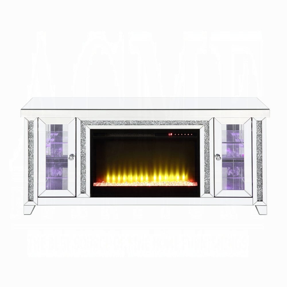 ACME Furniture - Noralie TV Stand w/Fireplace & LED - Mirrored & Faux Diamonds - LV00315 view 8