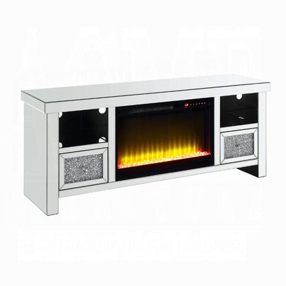 ACME Furniture - Noralie TV Stand w/Fireplace - Mirrored & Faux Diamonds - LV00313 view 1