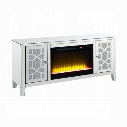 ACME Furniture - Noralie TV Stand w/Fireplace - Mirrored & Faux Diamonds - LV00312 view 1