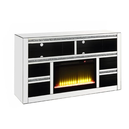 ACME Furniture - Noralie TV Stand w/Fireplace - Mirrored & Faux Diamonds - LV00311 view 1