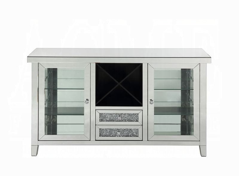 ACME Furniture - Noralie Wine Cabinet w/LED - Mirrored & Faux Diamonds - AC00525 view 2