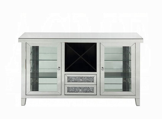 ACME Furniture - Noralie Wine Cabinet w/LED - Mirrored & Faux Diamonds - AC00525 view 2
