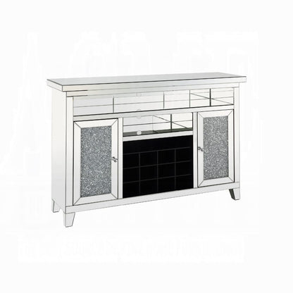 ACME Furniture - Noralie Wine Cabinet w/LED - Mirrored & Faux Diamonds - AC00526 view 1
