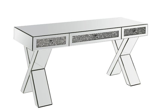 ACME Furniture - Noralie - Writing Desk - Clear Glass, Mirrored & Faux Diamonds - 93116 view 1