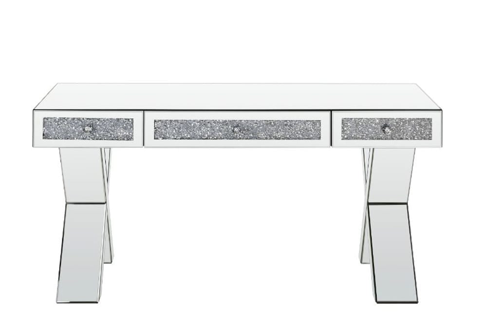 ACME Furniture - Noralie - Writing Desk - Clear Glass, Mirrored & Faux Diamonds - 93116 view 2