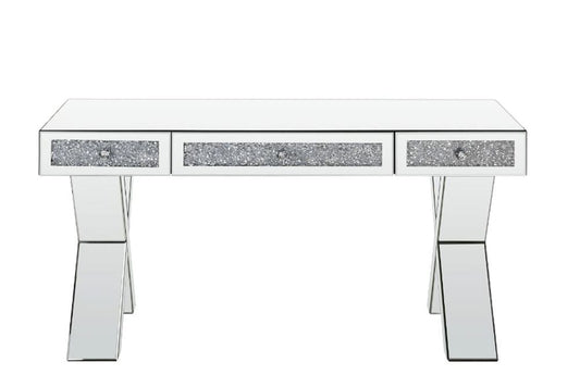 ACME Furniture - Noralie - Writing Desk - Clear Glass, Mirrored & Faux Diamonds - 93116 view 2
