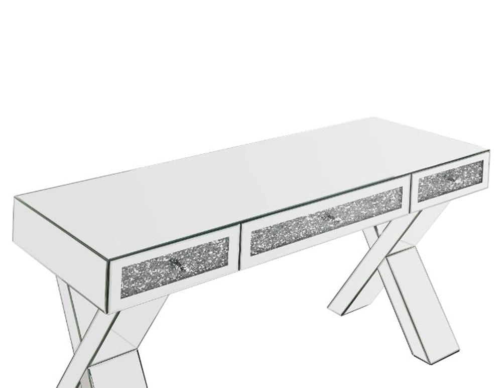 ACME Furniture - Noralie - Writing Desk - Clear Glass, Mirrored & Faux Diamonds - 93116 view 4
