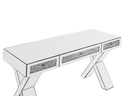 ACME Furniture - Noralie - Writing Desk - Clear Glass, Mirrored & Faux Diamonds - 93116 view 4