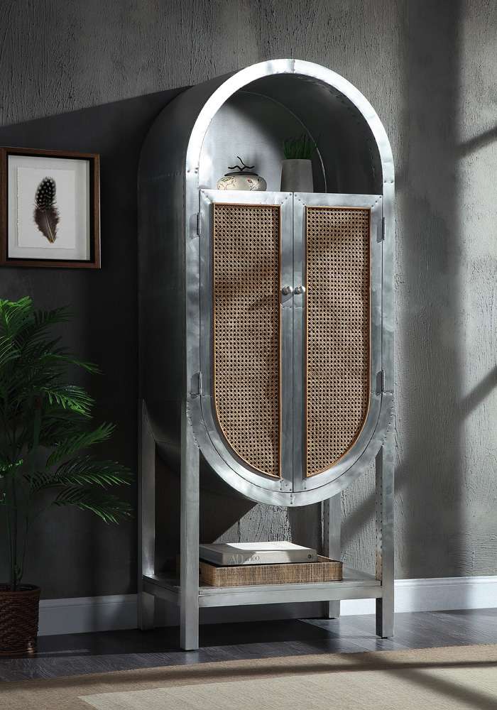 ACME Furniture - Ogden Bookcase - Aluminium & Rattan - OF02406 veiw 1