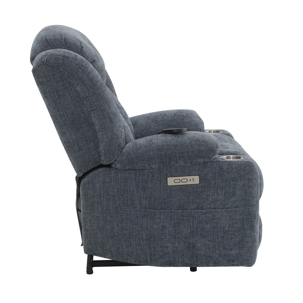 ACME Furniture - Omarion - Power Recliner w/Lift, Heating & Massage - Blue Chenille - LV02996A view 3