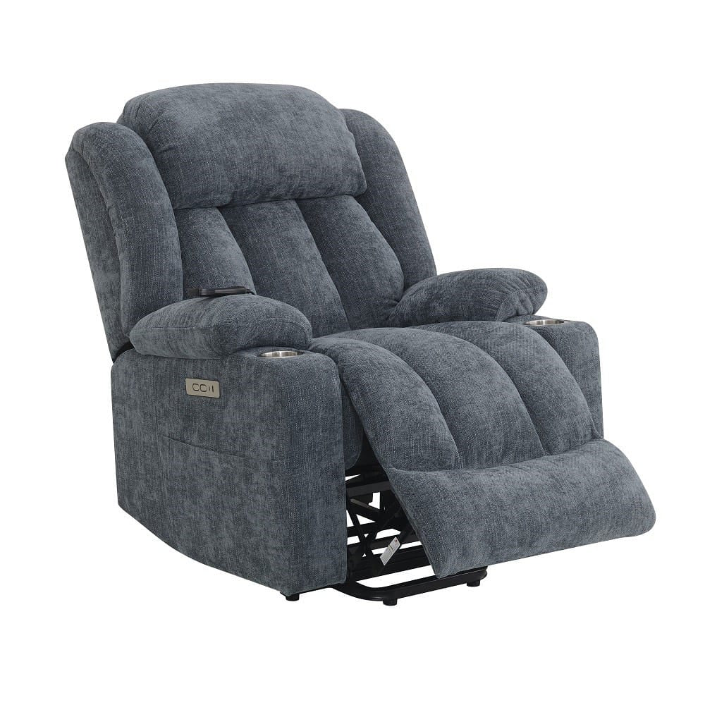 ACME Furniture - Omarion - Power Recliner w/Lift, Heating & Massage - Blue Chenille - LV02996A view 5