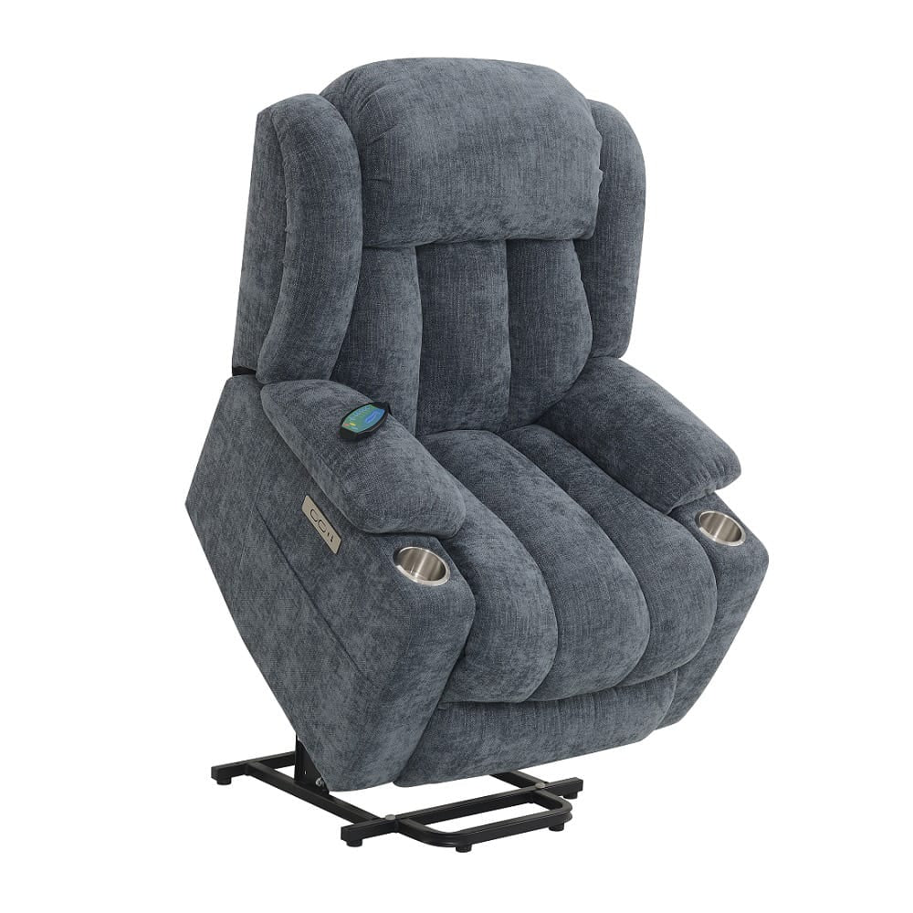 ACME Furniture - Omarion - Power Recliner w/Lift, Heating & Massage - Blue Chenille - LV02996A view 7