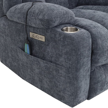 ACME Furniture - Omarion - Power Recliner w/Lift, Heating & Massage - Blue Chenille - LV02996A view 8