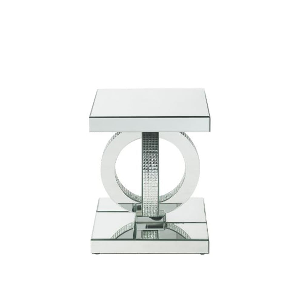 ACME Furniture - Ornat - End Table - Mirrored,Faux Square Diamonds - 84742 view 2