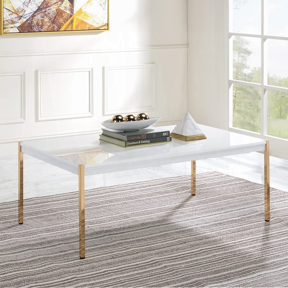 ACME Furniture - Otrac Coffee Table - White & Gold - LV00034 view 4