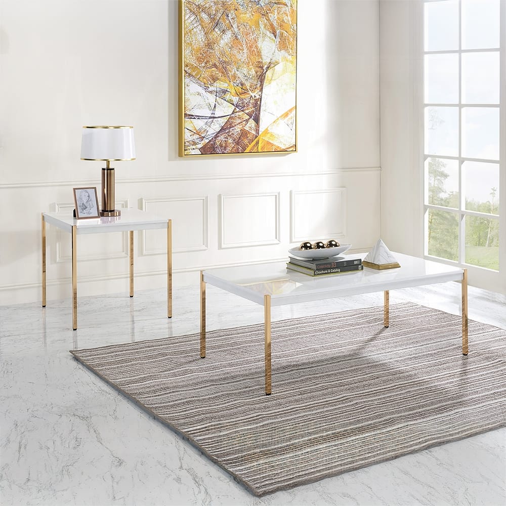 ACME Furniture - Otrac Coffee Table - White & Gold - LV00034 view 5