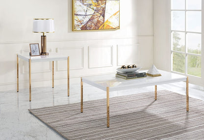 ACME Furniture - Otrac End Table - White & Gold - LV00035 view 4