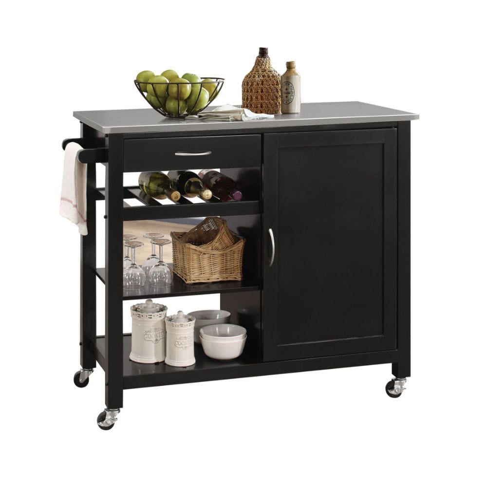 ACME Furniture - Ottawa - Kitchen Cart - Stainless Steel & Black - 98317 view 1
