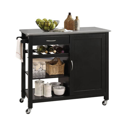ACME Furniture - Ottawa - Kitchen Cart - Stainless Steel & Black - 98317 view 1