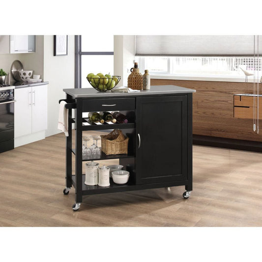 ACME Furniture - Ottawa - Kitchen Cart - Stainless Steel & Black - 98317 view 2