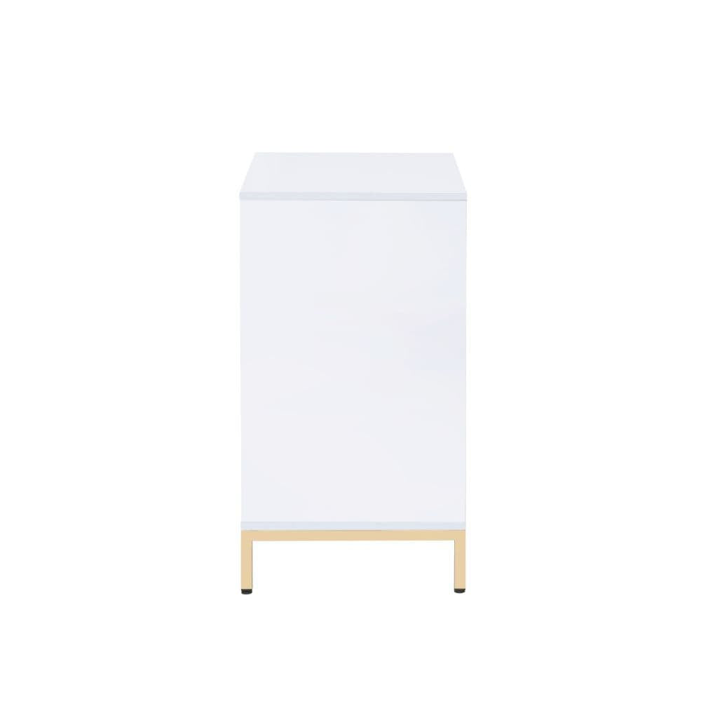 ACME Furniture - Ottey - Cabinet - White High Gloss & Gold - 92543 view 4