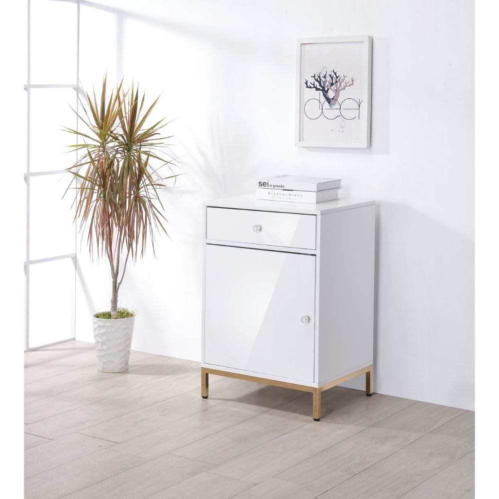 ACME Furniture - Ottey - Cabinet - White High Gloss & Gold - 92543 view 9