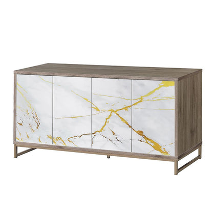 ACME Furniture - Paavan Console Cabinet - White Marble Paint, Oak & Champagne - AC02343 veiw 2