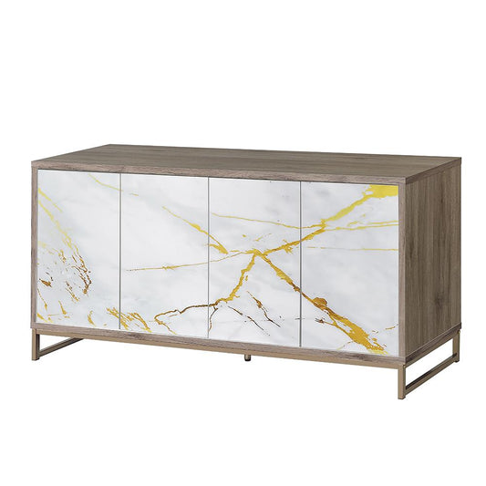 ACME Furniture - Paavan Console Cabinet - White Marble Paint, Oak & Champagne - AC02343 veiw 2