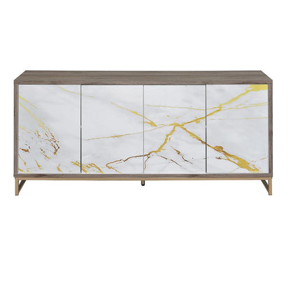 ACME Furniture - Paavan Console Cabinet - White Marble Paint, Oak & Champagne - AC02343 veiw 3