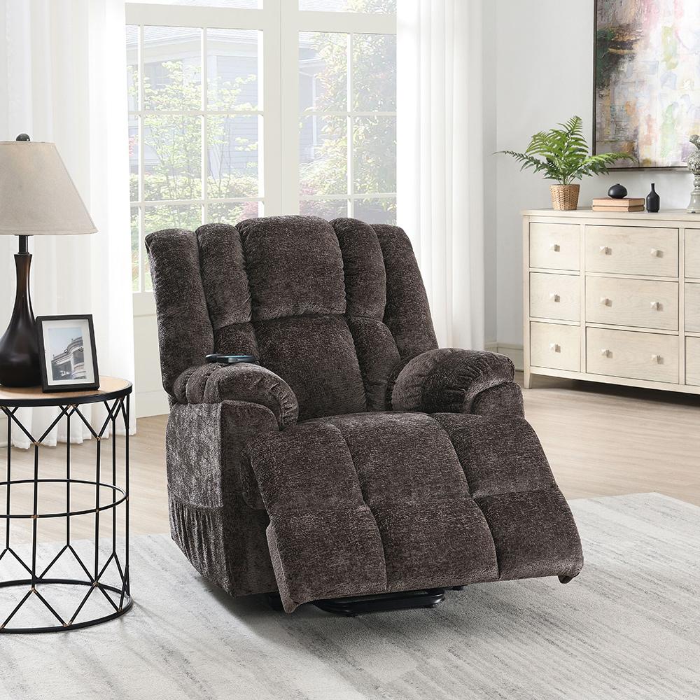 ACME Furniture - Pacay Power Recliner w/Lift, Heating & Massage - Brown Velvet - LV02998 veiw 1
