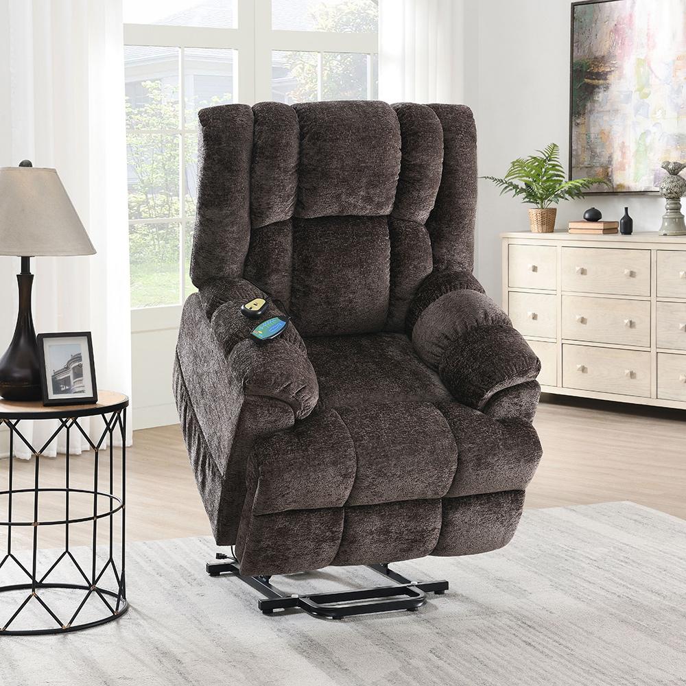 ACME Furniture - Pacay Power Recliner w/Lift, Heating & Massage - Brown Velvet - LV02998 veiw 2