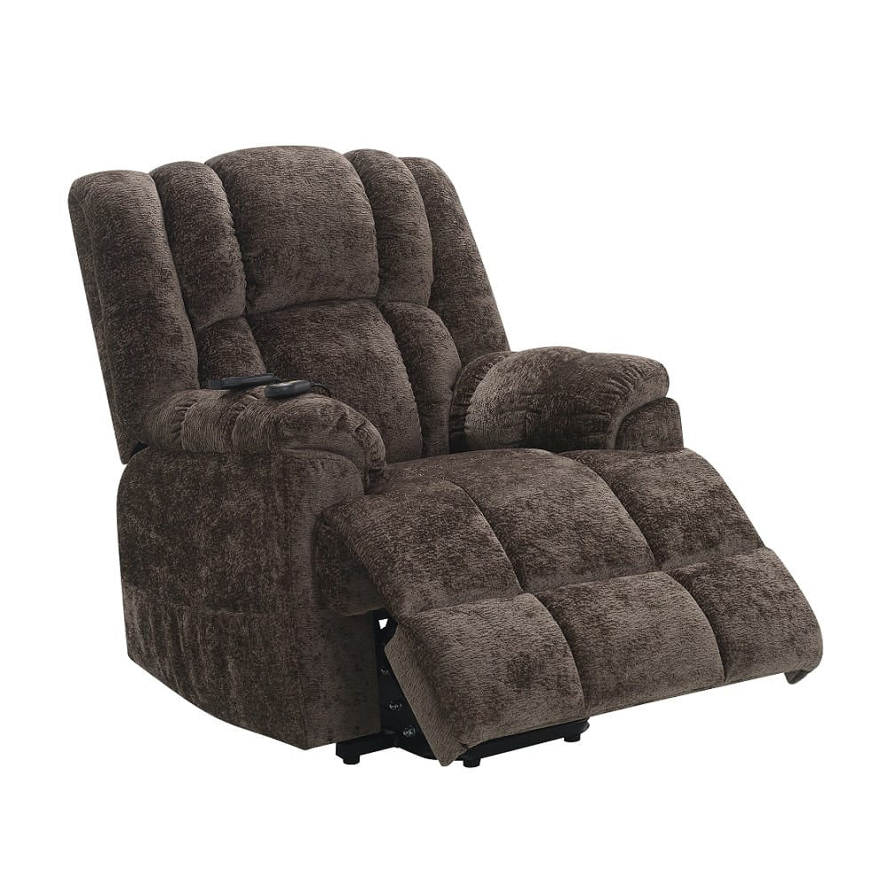 ACME Furniture - Pacay - Power Recliner w/Lift, Heating & Massage - Brown Chenille - LV02998A view 5