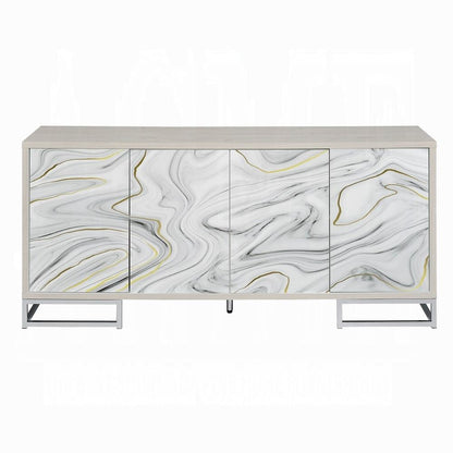 ACME Furniture - Panos Console Cabinet - White Marble Paint & Chrome Finish - AC02344 veiw 2