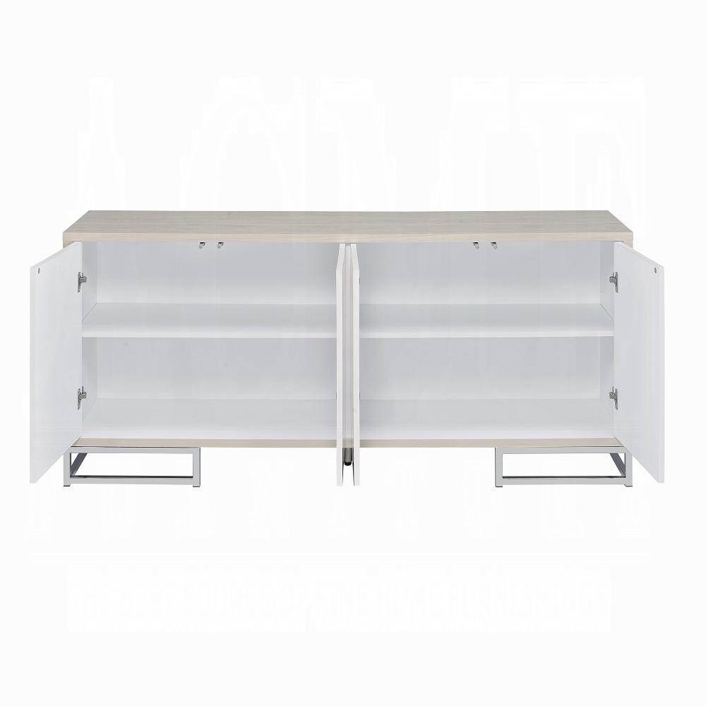 ACME Furniture - Panos Console Cabinet - White Marble Paint & Chrome Finish - AC02344 veiw 3