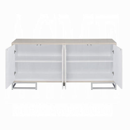 ACME Furniture - Panos Console Cabinet - White Marble Paint & Chrome Finish - AC02344 veiw 3