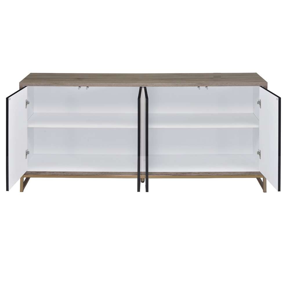 ACME Furniture - Payo Console Cabinet - Black Marble Paint - Oak & Champagne - AC02342 veiw 4