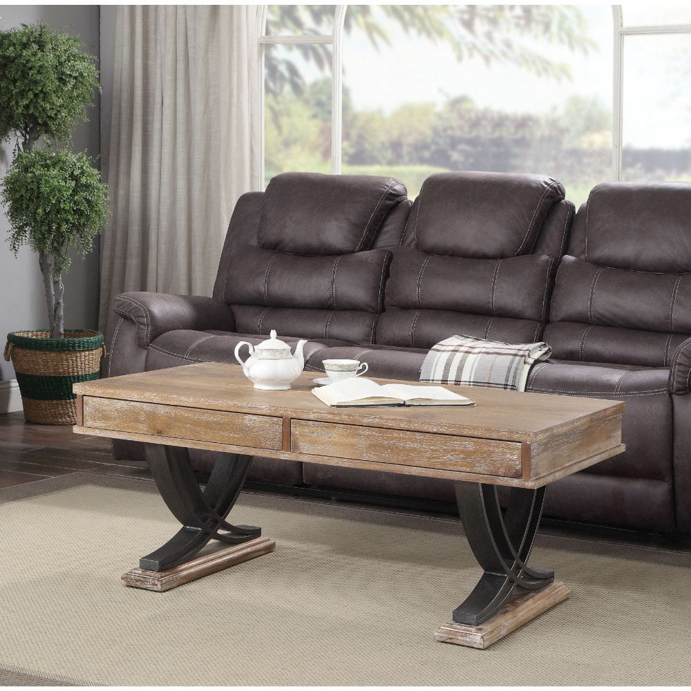 ACME Furniture - Pellio - Coffee Table - Antique Oak & Black - 83055 view 6