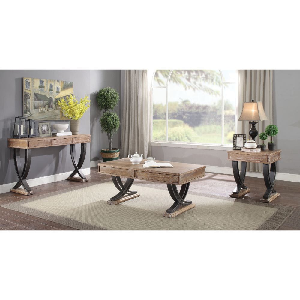 ACME Furniture - Pellio - Coffee Table - Antique Oak & Black - 83055 view 7