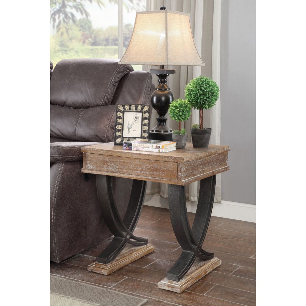ACME Furniture - Pellio - End Table - Antique Oak & Black - 83057 view 6