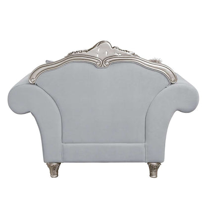 ACME Furniture - Pelumi Chair w/3 Pillows - Light Gray Linen & Platinum - LV01114 view 4