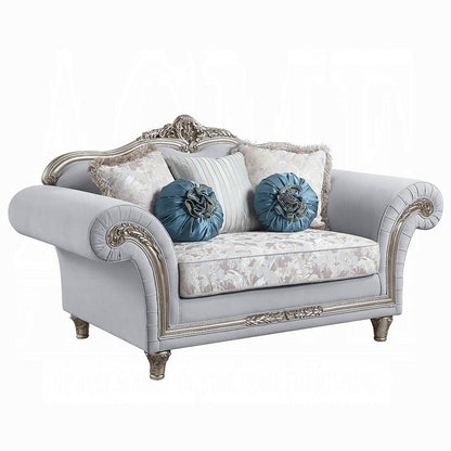 ACME Furniture - Pelumi Loveseat w/5 Pillows - Light Gray Linen & Platinum - LV01113 view 1