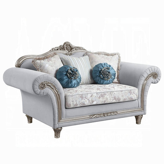 ACME Furniture - Pelumi Loveseat w/5 Pillows - Light Gray Linen & Platinum - LV01113 view 1
